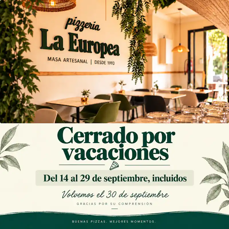 Cerrado por Vacaciones del 14 al 29
